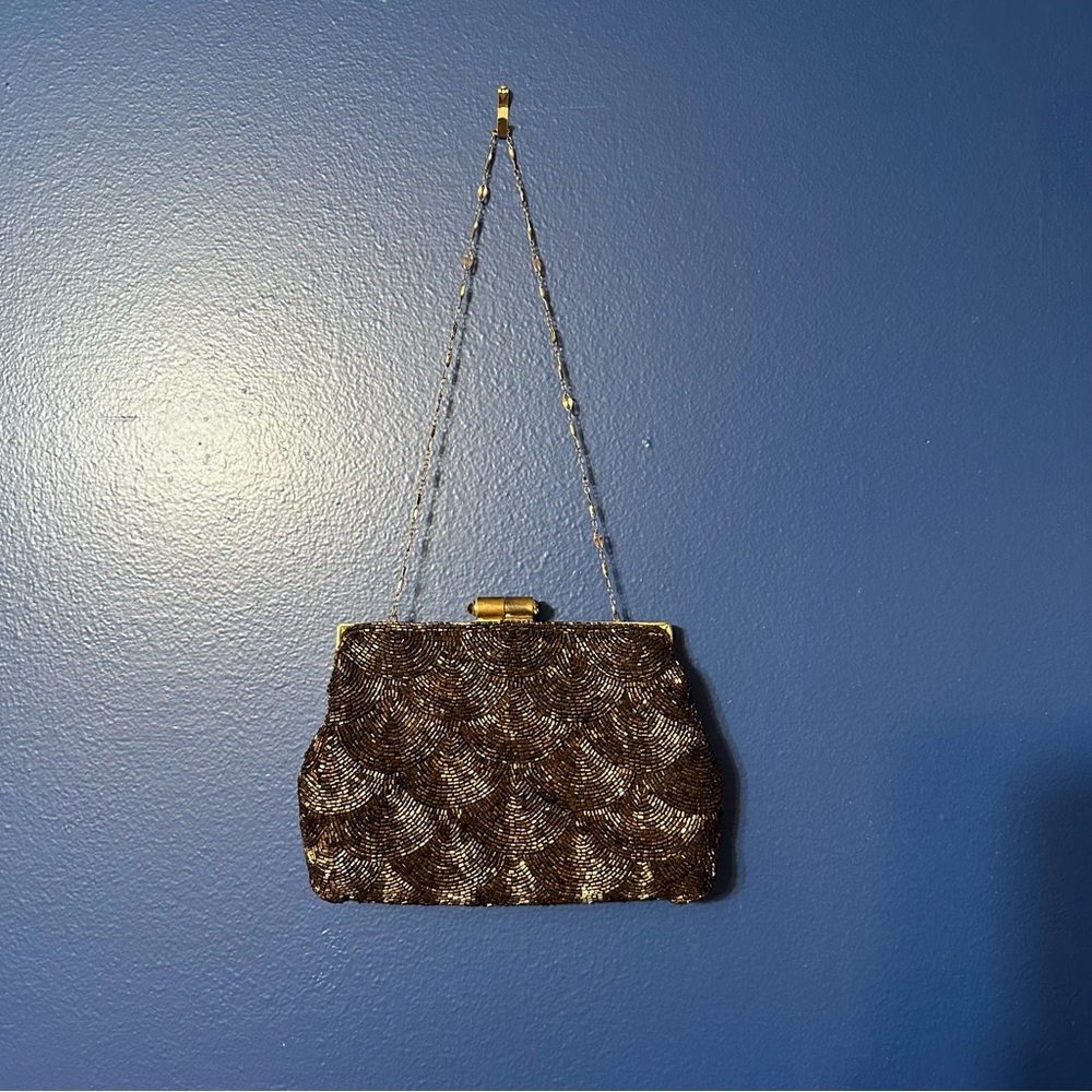 VTG Bags by Josef Collectors Brown HandBeaded Clutch